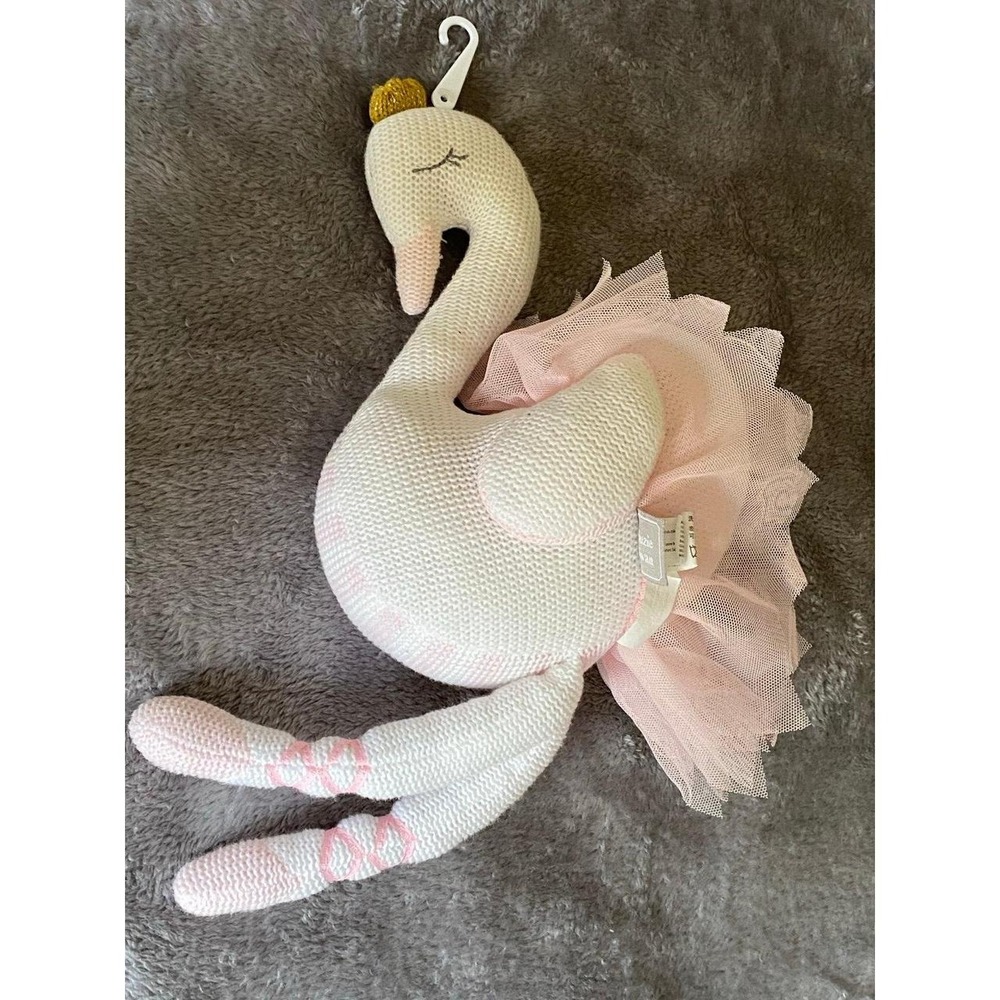 LIVING TEXTILES SUZIE THE SWAN PINK WHITE STUFFED ANIMAL PLUSH TOY RATTLE sku17